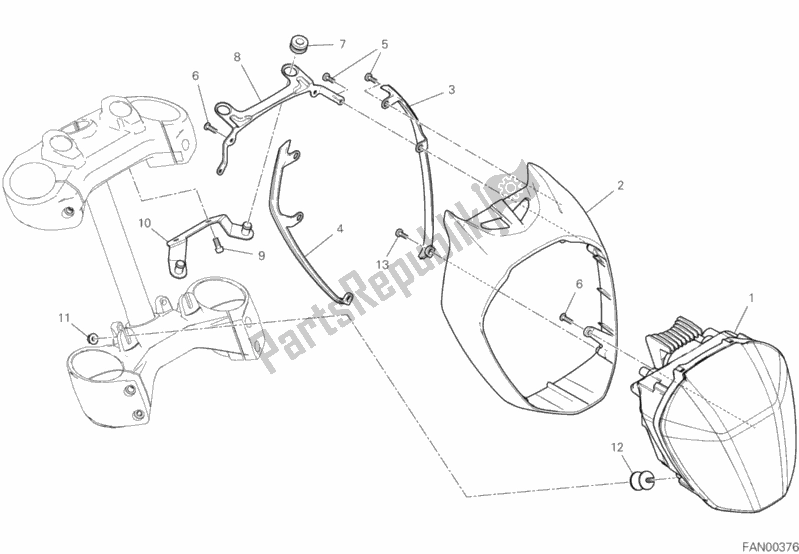 All parts for the Headlight of the Ducati Diavel 1260 S Thailand 2020